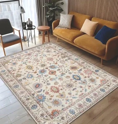 Alfombra boho marroquí estilo vintage 4x6 - lavable a máquina, resistente a las manchas nueva con etiquetas Foto 1 de 4