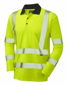 Leo SWIMBRIDGE recycled high-visibility yellow long-sleeve polo shirt - Imagen 1 de 1
