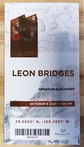 Leon Bridges and Abraham Alexander Ticket stub 10/6/2021 at Red Rocks - Picture 1 of 2