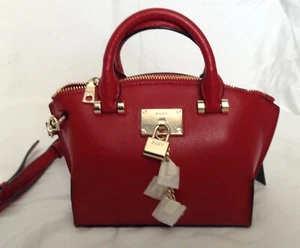 DKNY ELISSA SMALL CROSSBODY LEATHER SATCHEL IN RED NWT ($158) - Picture 1 of 11