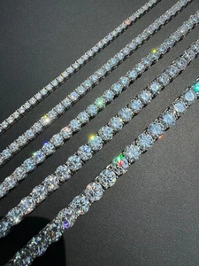 2-6.5mm VVS1 D Moissanite Tennis Necklace Solid 925 Silver Passes Tester! - Picture 1 of 20