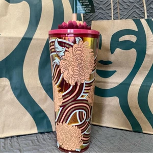 Starbucks 2024 Lotus Flower Cold Cup with Lid and Straw NWT - Picture 1 of 6