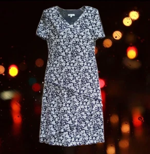 dressbarn Women's Dress Short Sleeves Midi Tiered Ruffle Dress Blue White Size 8 - Picture 1 of 15