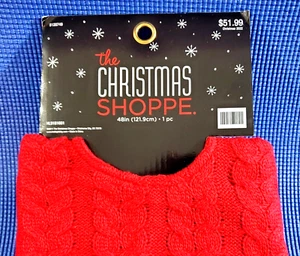 Christmas Shoppe 48" Tree Skirt Classic Red Cable Knit Felt Lined ~ NEW! - Picture 1 of 2
