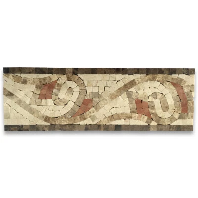 B0033P Marble Mosaic Border Listello Insert Tile Waltz Crema 4x12 Polished - Image 1 of 4