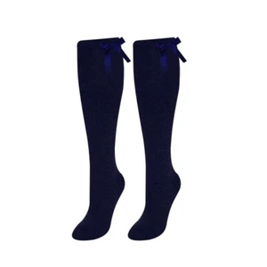 Girls Knee High Navy School Socks With Bow 12 Pairs Cotton Rich - Picture 1 of 1