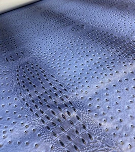 Denim Blue Ostrich/Gator Upholstery Crafting Outdoor Vinyl Fabric By The Yard - Picture 1 of 1