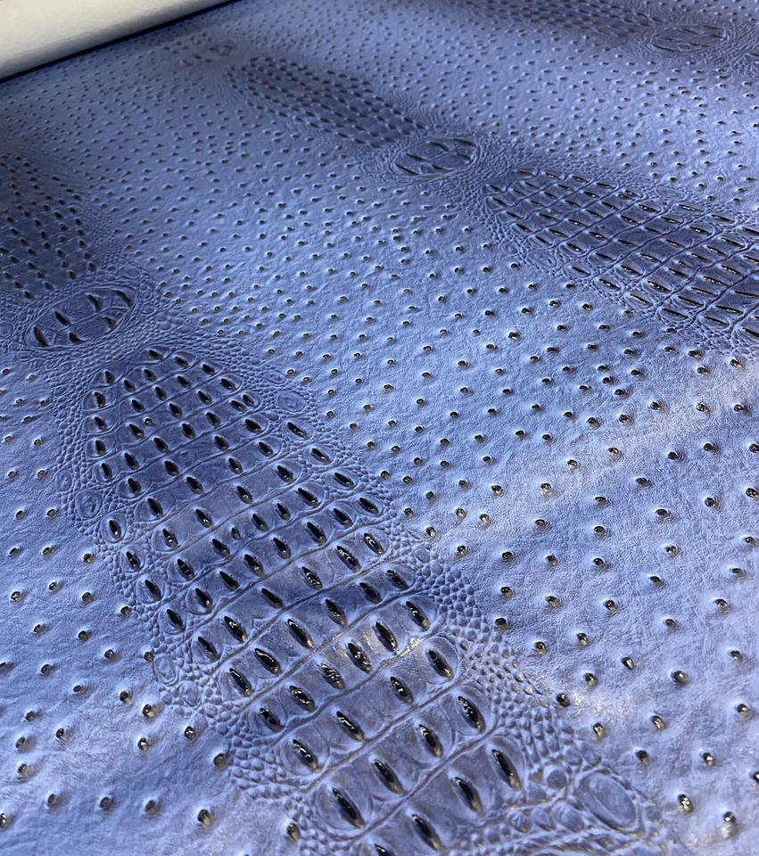Denim Blue Ostrich/Gator Upholstery Crafting Outdoor Vinyl Fabric By The Yard - Image 1 of 1