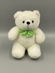 Stichler sitzender weißer Teddybär mit grünen Tupfen Fliege Plüsch 12 Zoll - Bild 1 von 6