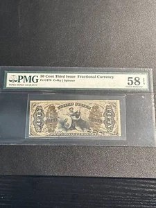 THIRD ISSUE Fractional Currency Colby Spinner PMG58 EPQ - Picture 1 of 2