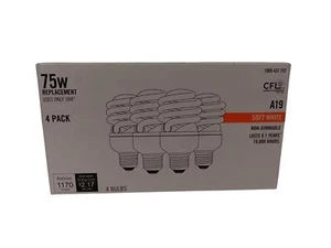 CFL 75W 4-Pack A19 Soft White Non-Dimmable Light Bulbs - Picture 1 of 1