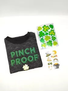 St Patrick’s Day Pinch Proof Toddler Kid T-Shirt Bonus St. Pats Stickers Tattoos - Picture 1 of 9