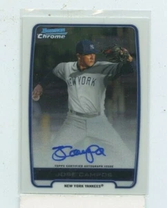 JOSE CAMPOS 2012 BOWMAN CHROME PROSPECT AUTO AUTOGRAPH BCA-JC NY YANKEES - Picture 1 of 1