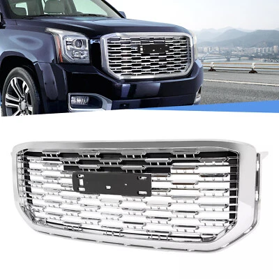 For Yukon/ Yukon XL Denali Style 2015-2020 Silver Front Upper Grille Chrome ABS - Image 1 of 4