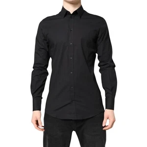 DOLCE & GABBANA Shirt Black GOLD Cotton Dress Formal Men 39/US15.5/S RRP 450usd - Picture 1 of 6