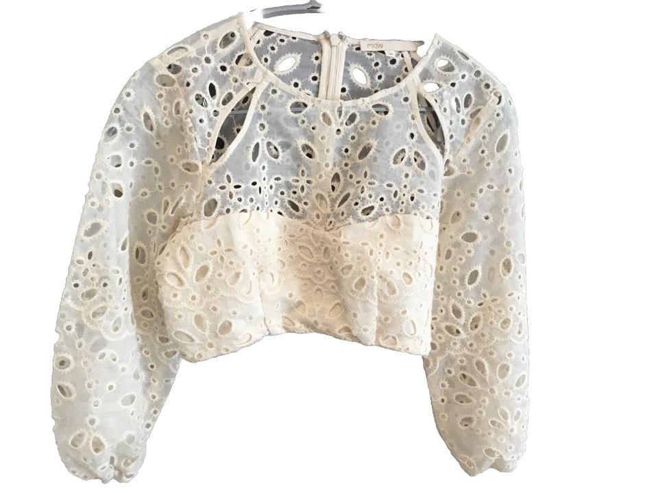 Très Beau Haut Blouse Court Dentelle Maje 34 - Photo 1/4