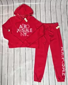Women's Aeropostale 2-Piece Warm & Cozy Hoodie & Jogger Sweatpants Set Red XS/M - Picture 1 of 10