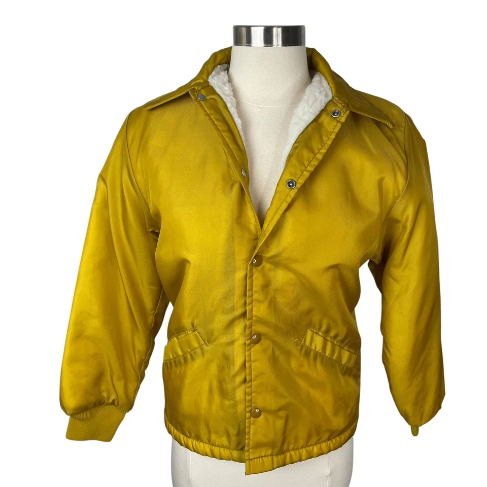 Винтажная желтая атласная нейлоновая горчичная желтая куртка-бомбер - женский размер маленький - Изображение 1 из 4