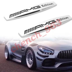 2x Chrome Emblem Metal Side Fender Trunk Badge for AMG Edition - Picture 1 of 3