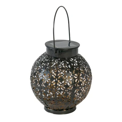 Solar Laterne Lampe Gartenleuchte Metall Schwarz 15.5 x 16.5 cm - Bild 1 von 4