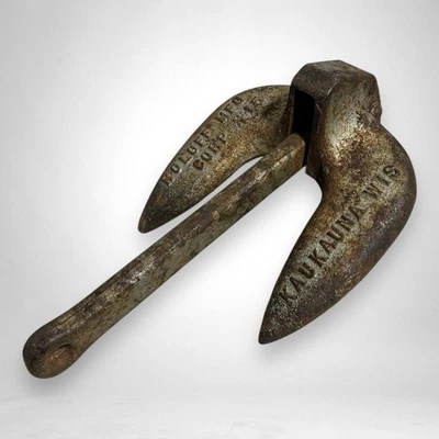 Ancla de barco de hierro fundido vintage Roloff N15 Kaukauna WI Foto 1 de 4