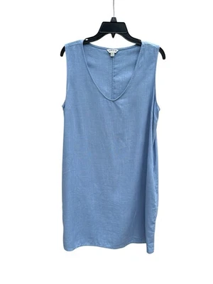 Vestido ORVIS Azul Lino Para Mujer Talla M Sin Mangas Bolsillos Cambio Usado en Excelente Condición Foto 1 de 4