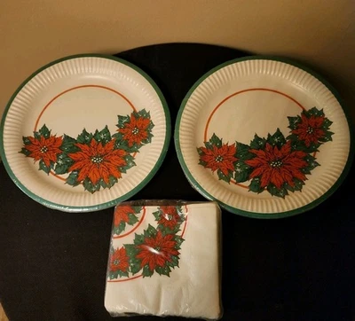 30 servilletas de papel vintage Fashion Ware Navidad 24 platos 9" Poinsettia Nuevo de Lote Antiguo Foto 1 de 2