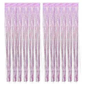  2 Pezzi Tenda da Sfondo con Frange in Foglio Nappa Colorata Sfondo Tinsel - Foto 1 di 12