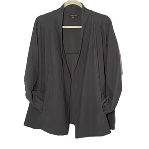 Eileen Fisher Sweater Size 1X Gray Cardigan Open Front Stretch Pocket Minimalist - Picture 1 of 19