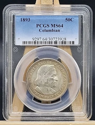 PCGS MS64 1893 Columbian Exposition Silver Half Dollar 50c Toning - Image 1 of 2