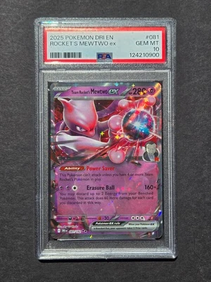 PSA 10 TEAM ROCKET'S MEWTWO EX 081/182 - DESTINED RIVALS RARE HOLO - GEM MINT - Image 1 of 2