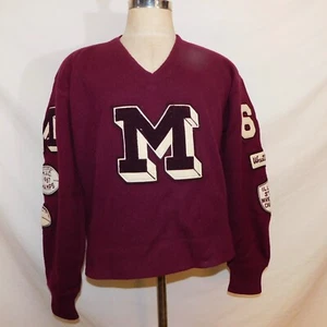 Vtg Moline Maroons High School IL Letterman Sweater Pullover Wrestling 1969 - Picture 1 of 7