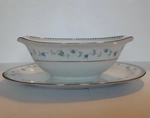 Vintage Sauciere mit angesetztem Unterteller Sango Japan blau Chalet 3511 selten - Bild 1 von 3