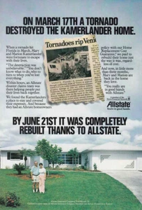 1985 Allstate Insurance: Kamerlander Home Tornado Vintage Print Ad - Bild 1 von 1