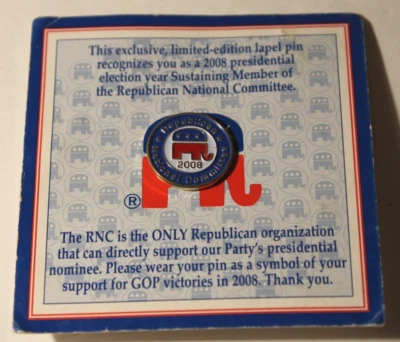Prendedor de solapa limitado vintage 2008 RNC Comité Nacional Republicano John McCain Foto 1 de 4