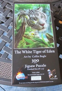 300 Piece Collin Bogle Art Puzzle "The White Tiger of Eden" Suns Out 18" x 24" - Picture 1 of 3