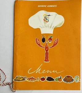 Olympic Airways Airlines First Class Menu - 1970's - Picture 1 of 2