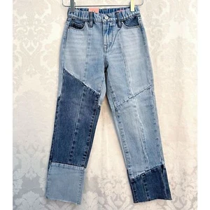 Blank NYC Girls' NWT Fare Warning Color Blocked Cropped Jeans Size 7 Kids New - Picture 1 of 11