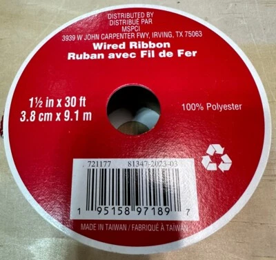 1 1/2” Grey And Red Plaid Wired Ribbon Roll 30 Feet (10 Yards) (2) - Image 1 of 3