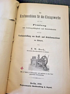 1880-BOOK-GERMAN-BERLIN-KRAFTMASCHINEN FUR DAS KLEINGEWERBE-WITHFOLD OUT PLANS - Picture 1 of 17