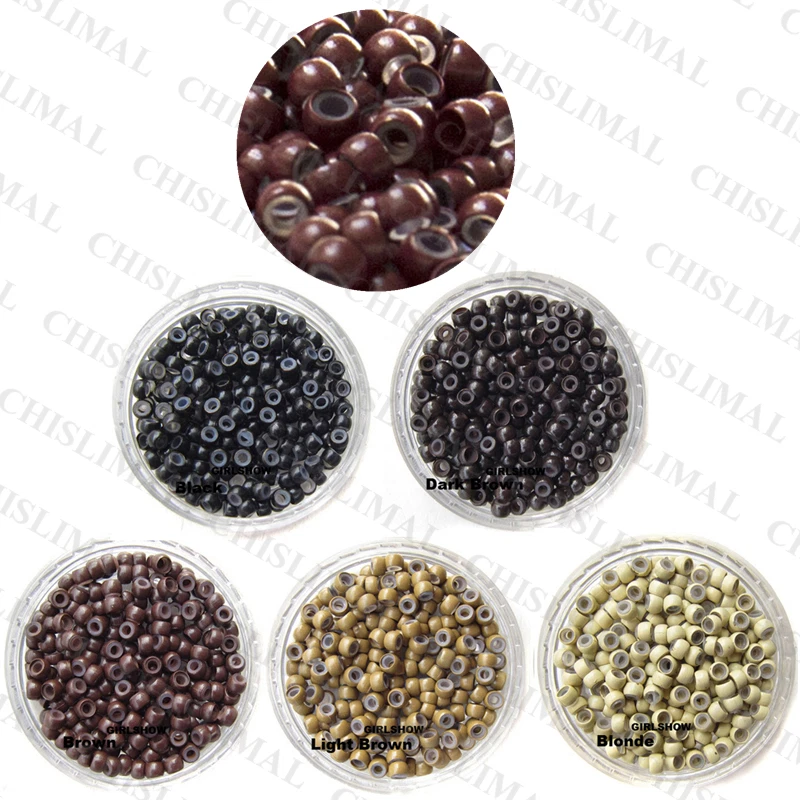 Silicone Lined Nano Rings Beads for use with Nano Tip Hair Extensions COLORFUL - Image 1 of 1