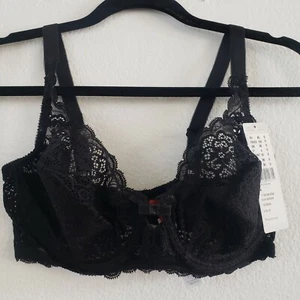 Triumph Bra 32D Size Amourette Spotlight W Underwire Floral Black Lace Unlined - Picture 1 of 7