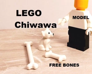 LEGO Chihuahua Puppy WHITE Black Eyes FREE DOG TREATS CHiWAWA Girl Boy Pet - Picture 1 of 1