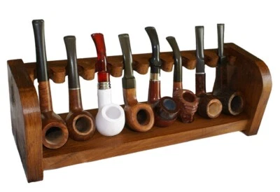 Porta pipe da tavolo in legno massello portapipa per fumatori pipa di radica bar - Immagine 1 di 4