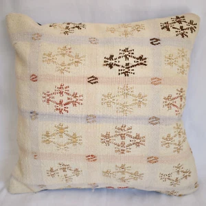 Funda de almohada turca para lanzar alfombra Kilim 16""x16"" nómada vintage Kelim - Imagen 1 de 4