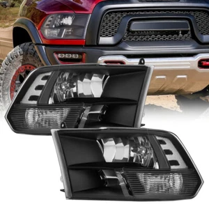 Black Housing Headlights Assembly For 2011-2018 Dodge Ram 1500 2500 3500 4500 - Picture 1 of 11