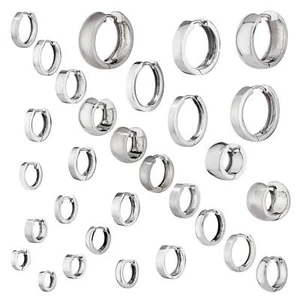 Singolo 925 classico argento sterling creolo pieghevole antiurto donna uomo - Foto 1 di 31