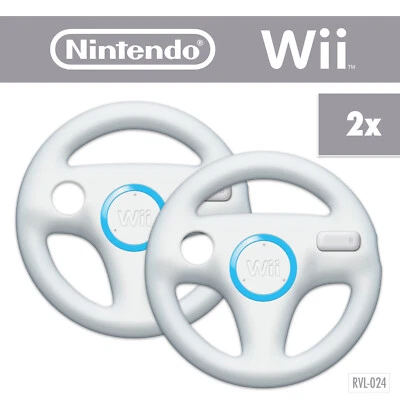 Zwei / 2x Wii Wheel (weiß) ORIGINAL Nintendo - Racing Lenkrad Controller Zubehör - Bild 1 von 4