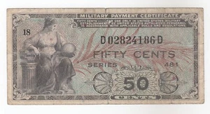 EE. UU., MPC Series 481, 50 centavos, certificado de pago militar, PM25, XF, raro - Imagen 1 de 2