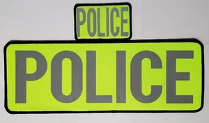TWO (2) HI-VIS NEON YELLOW REFLECTIVE POLICE PATCH PANELS 11X4 HOOK - LIKE 5.11 - Picture 1 of 3